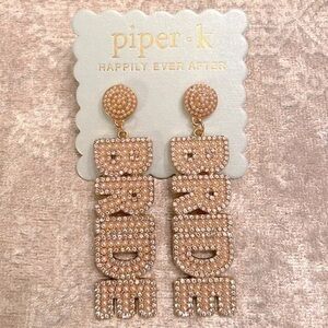 Brand New Piper K Bride Rhinestone Cultured Pearl Drop Earrings Wedding Shower